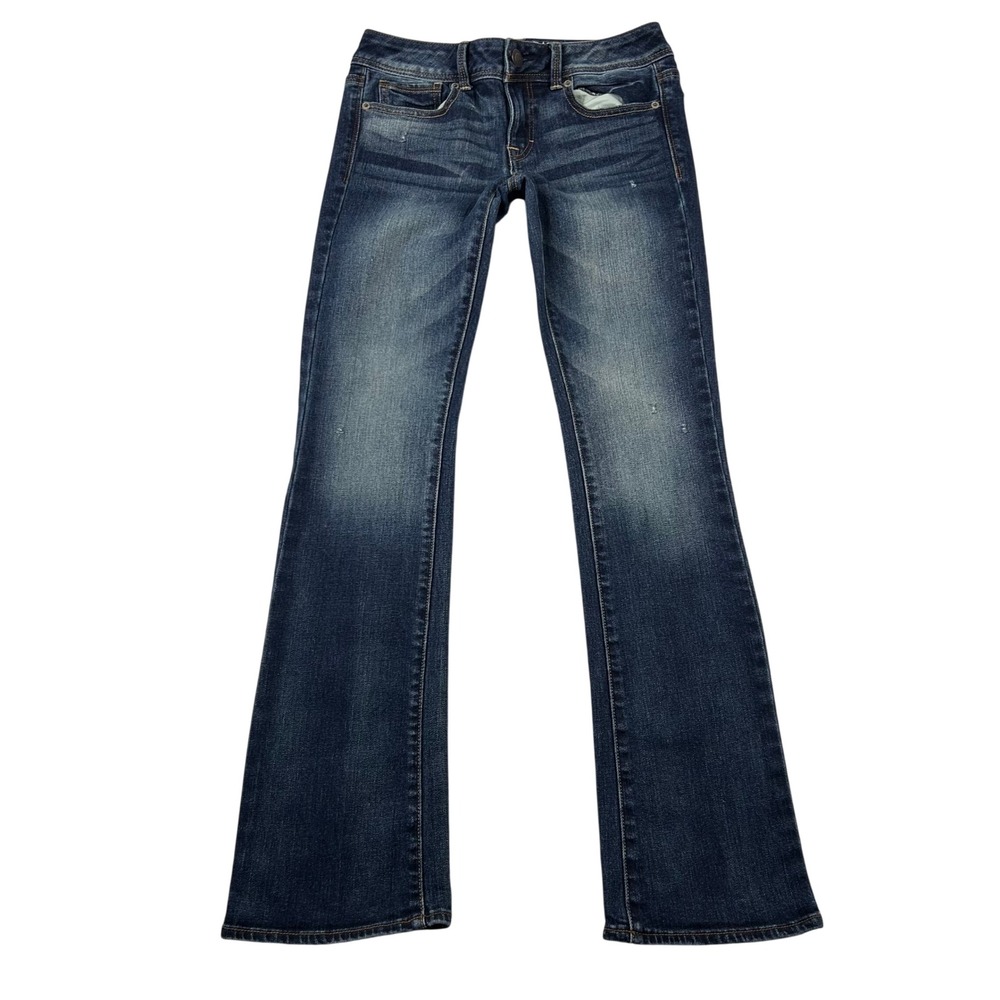 American Eagle Jeans Womens 4 Regular Kick Boot Stretch Dark Wash Low Rise Y2K